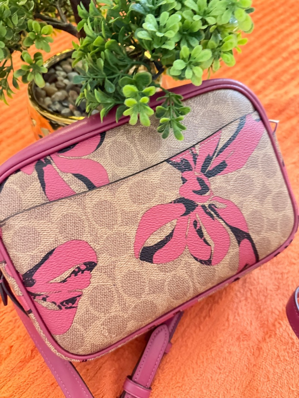 Coach Floral Pink and Tan Crossbody Bag - Picture 8 of 15